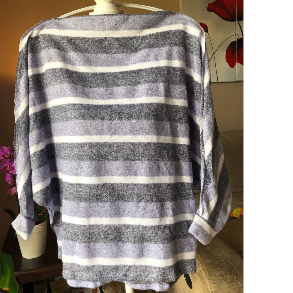 Brushed Boat Neck Dolman Sleeve Blue Stripe Top! - Picture 13 of 16